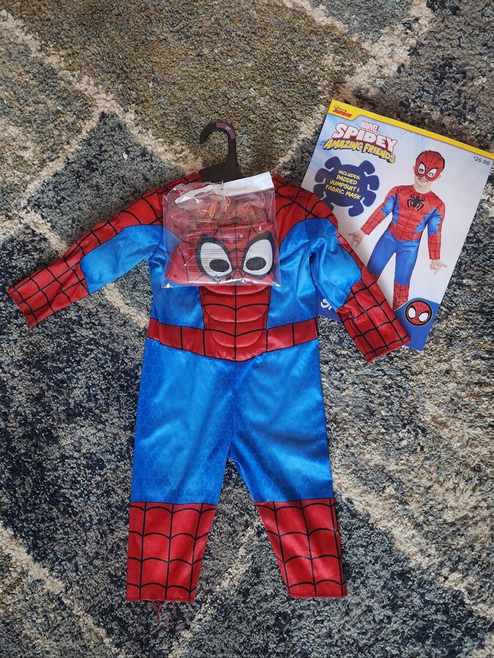 Marvel Spidey Toddler Costume - Red & Blue Padded Jumpsuit with Mask - Picture 2 of 2